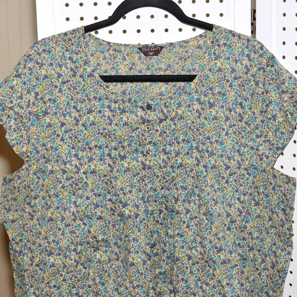 Plus Size XXL Old Navy Ditsy Floral Cotton Pleated Short Cap Sleeve Blouse Top - Picture 2 of 13